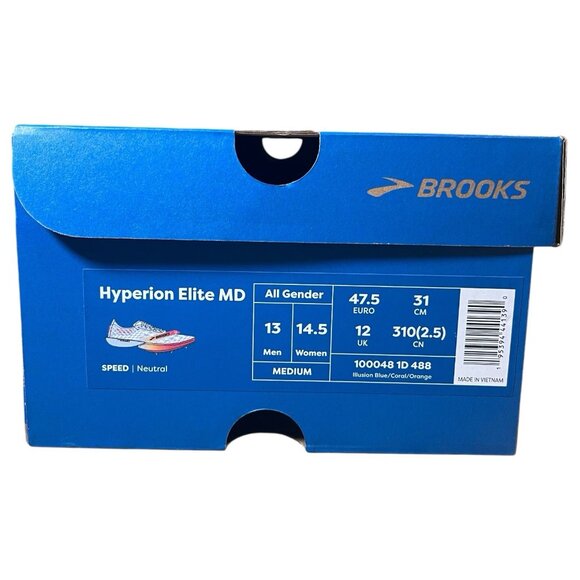 Brooks Hyperion Elite MD Running Spikes Grey Mid Distance Mens 13/ Womens 14.5 - Picture 3 of 16